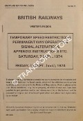 Book cover of Temporary Speed Restrictions, Permanent Way Operations, Signal Alterations and Appendix Instructions, etc, 7 Sept. 1974 to 13 Sept. 1974 by British Railways Western Region